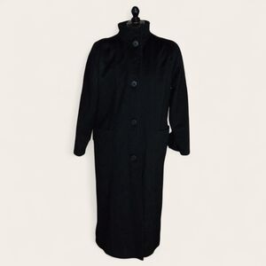 Neiman Marcus Vintage 90s Black Wool Long Coat Size XL